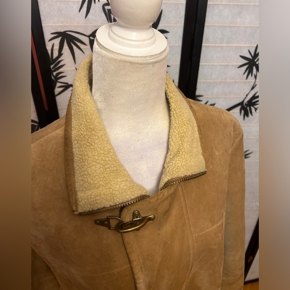 Micheal Kors Leather Coat Womens size large Tan color - Picture 11 of 16